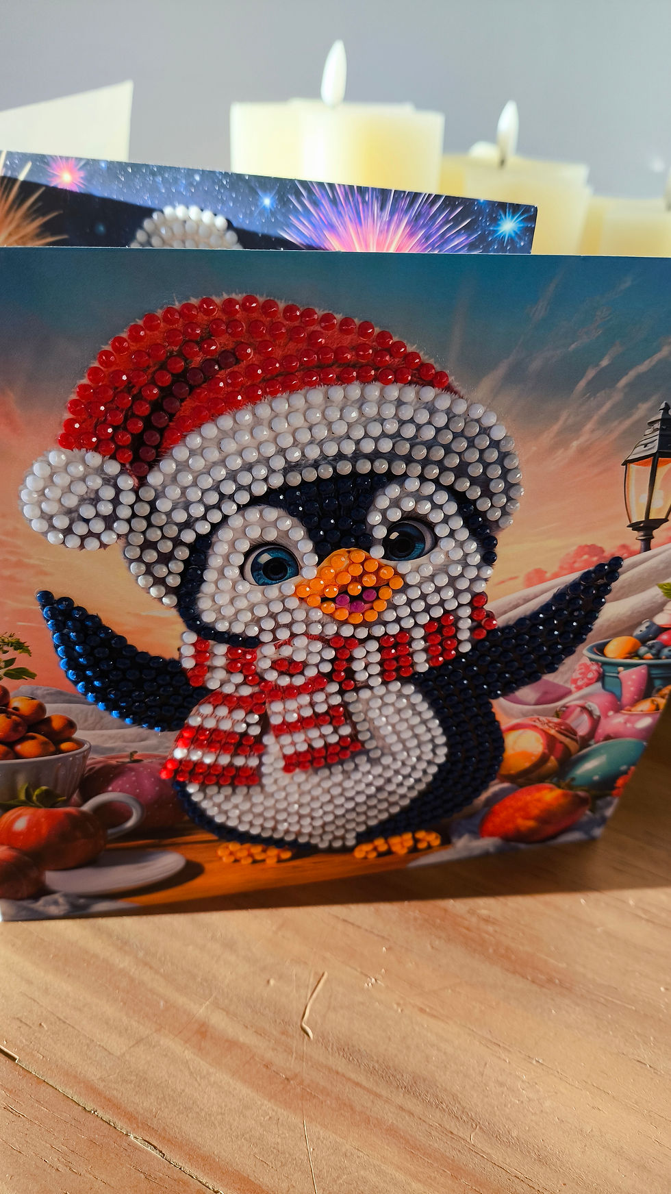 Weihnachtskarten die mit Diamand Painting verziert wurden