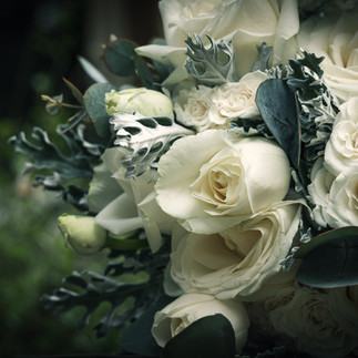 White rose and eucalyptus wedding bouquet