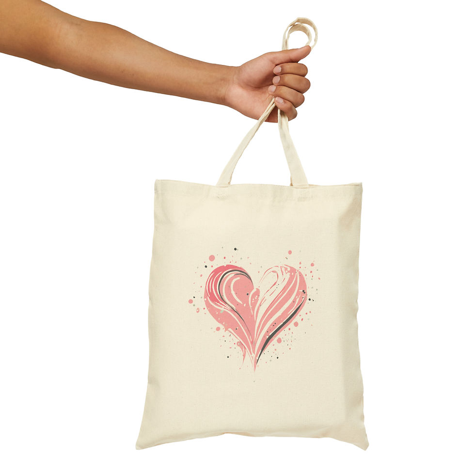 Thumbnail: Heart Cotton Canvas Tote Bag