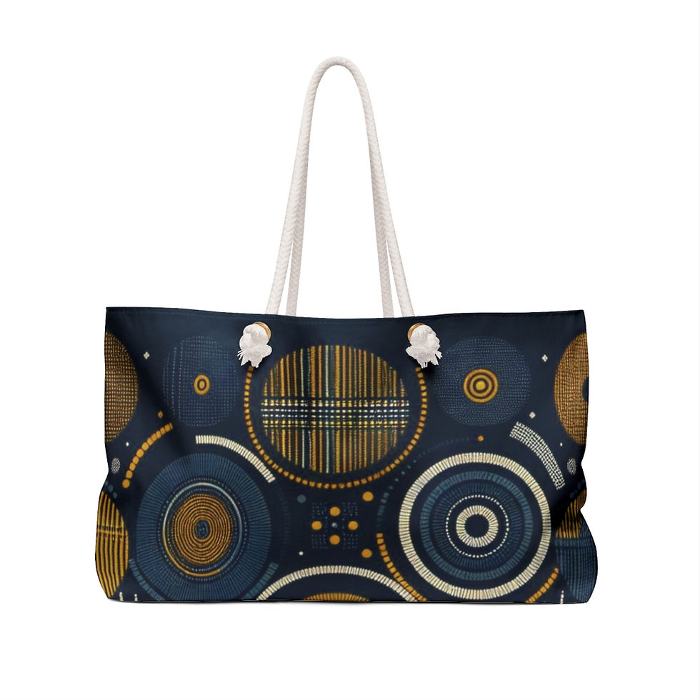 Thumbnail: Blue and Yellow Textured Afrocentric Weekender Bag