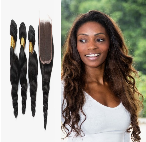 Miniatura: 5x5  Loose Wave Lace Closure with 3 bundles
