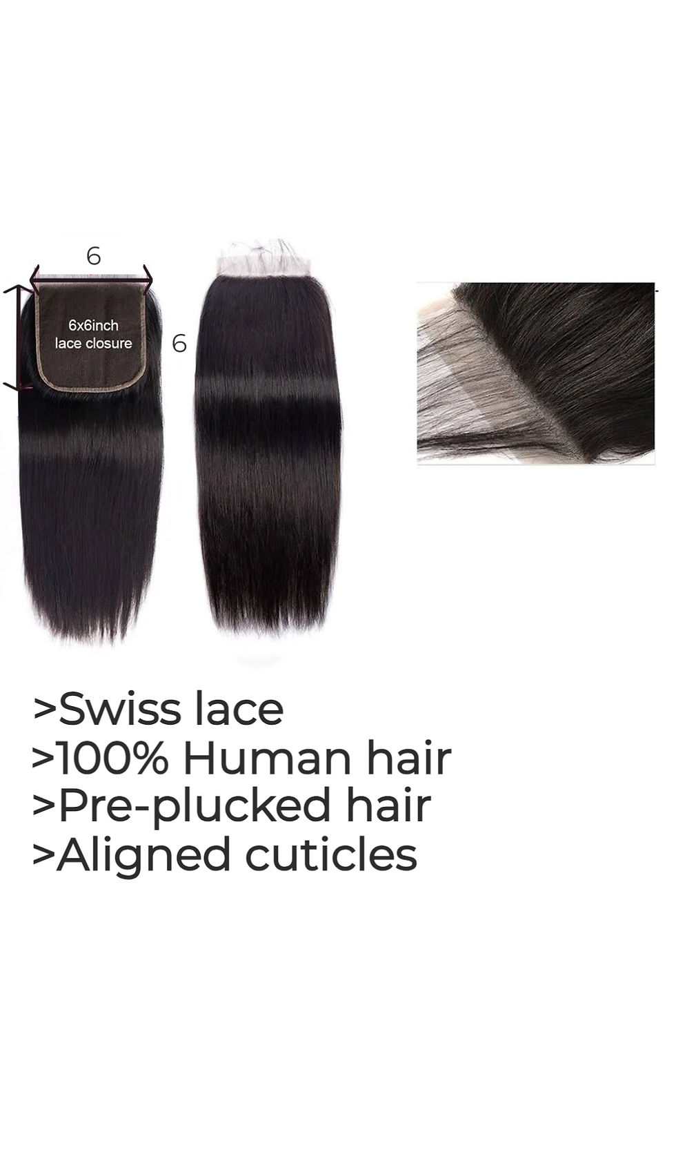 Miniatura: 6*6 Straight Lace Closure