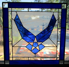 Air Force logo stained glass repair