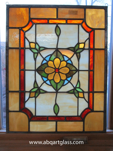 Yellow Flower stained glass repair