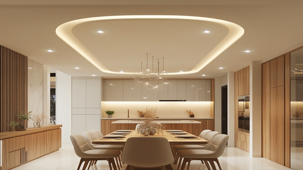 Modern plaster ceiling with double layer and cove light