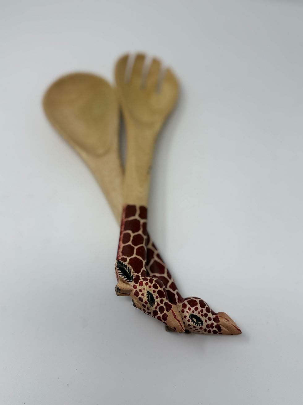 Handcrafted Wooden Giraffe Stew Spoon Whole view