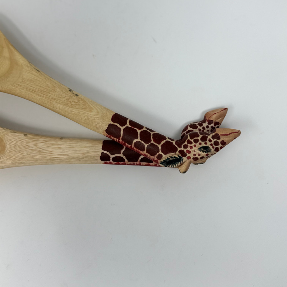 Handcrafted Wooden Giraffe Stew Spoon handle view