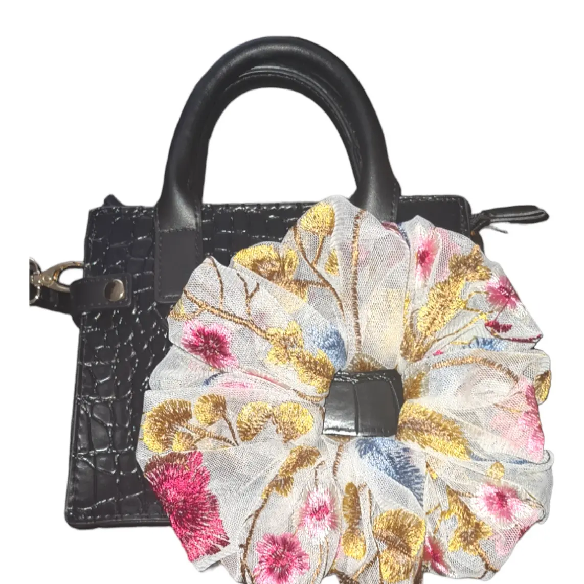 Embroidered Lace Scrunchie