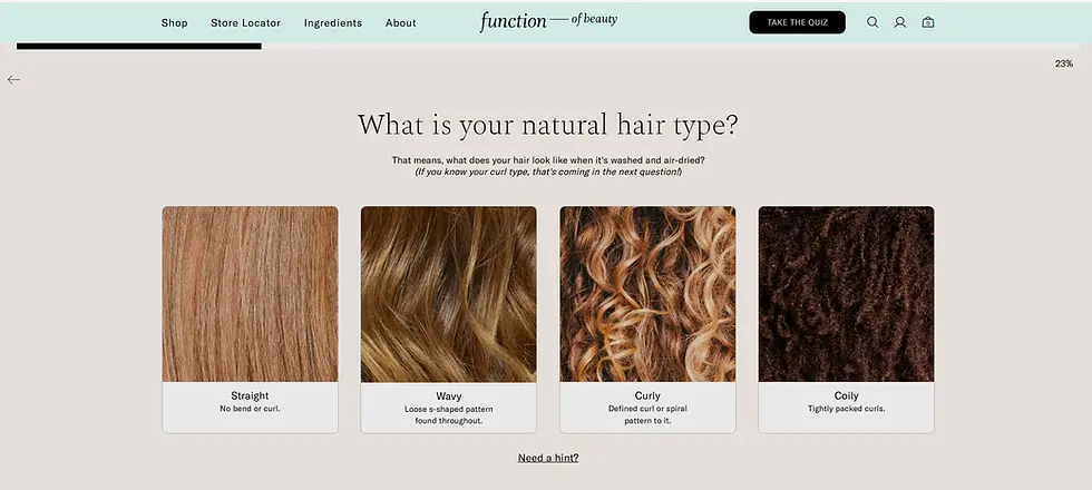 Function of Beauty's quiz made using Visual Quiz Builder
