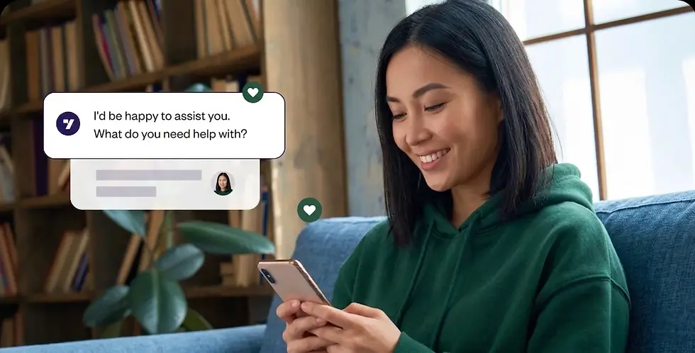 A woman is working with AI Shopping Agent