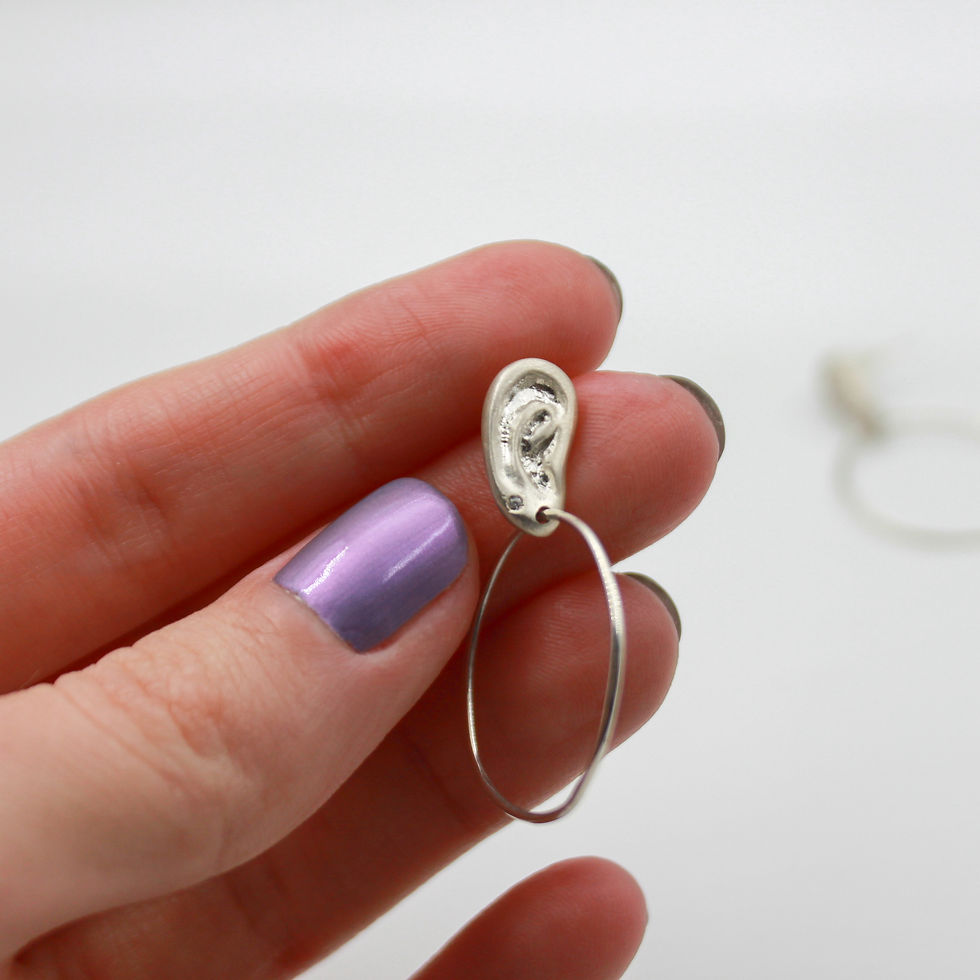 Küçük resim: 925 Ayar Kulak Halka Küpe, 0.02 Ct Pırlanta