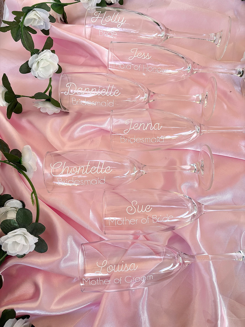 Personalised Champagne glasses 3+