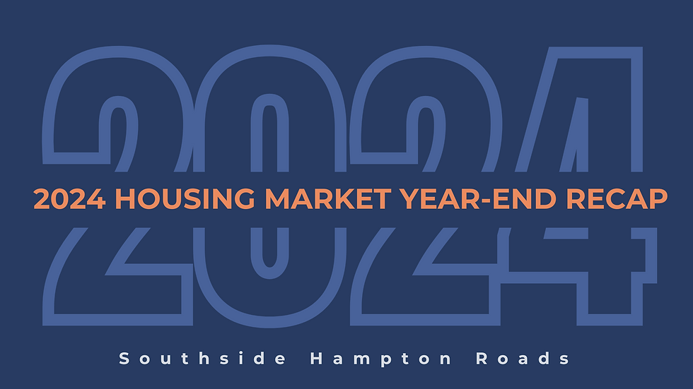 A blog header graphic for an in-depth analysis of the 2024 housing stats for Virginia Beach and Hampton Roads by Scott Westfall with CGP Real Estate in Virginia Beach.