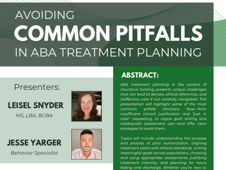 CUAP Summer 2025 Webinar "Avoiding Common Pitfalls in ABA Treatment Planning"