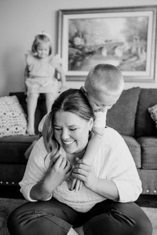 mom and her kids at her house