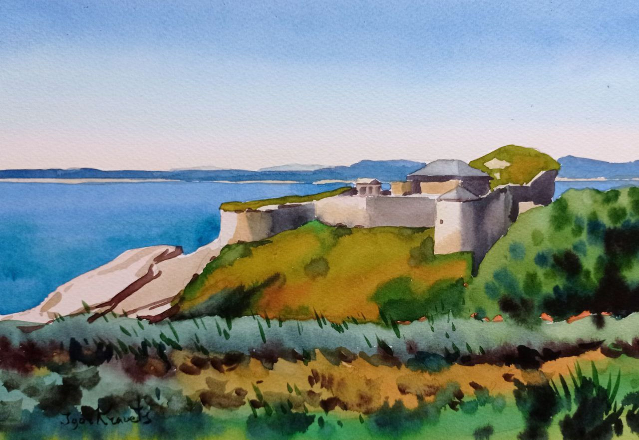 A4, Fort Dunree, Watercolour painting l, Ireland