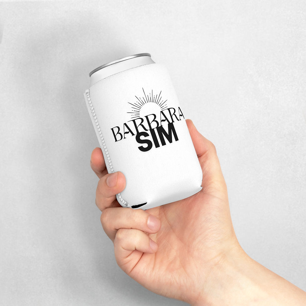 Thumbnail: Barbara Sim Music Merch | Black and White | Neoprene Can Koozie