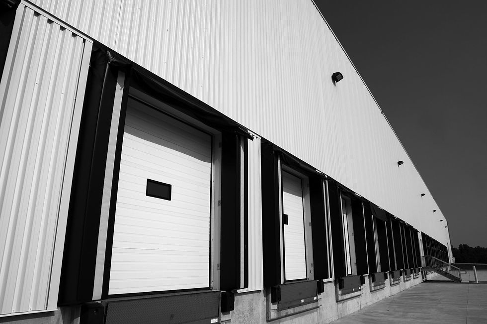 Loading docks in a large industrial warehouse
