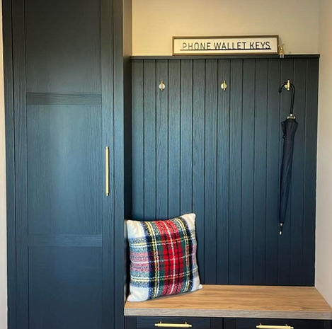 Bench and cupboards in a boot room