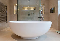 Bathtub and shower in modern bathroom