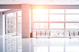 Bright hall in a modern office building