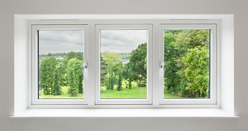 three windows in a white upvc frame