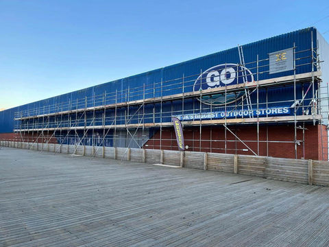 A large building with scaffolding
