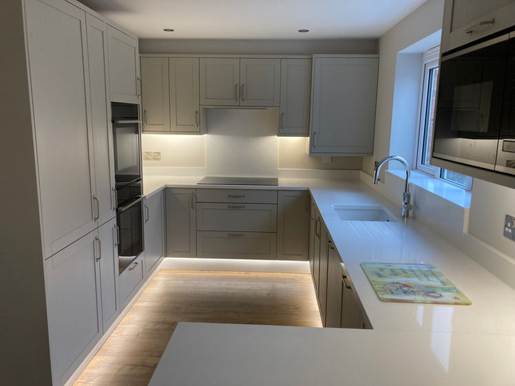new kitchen with down lighting