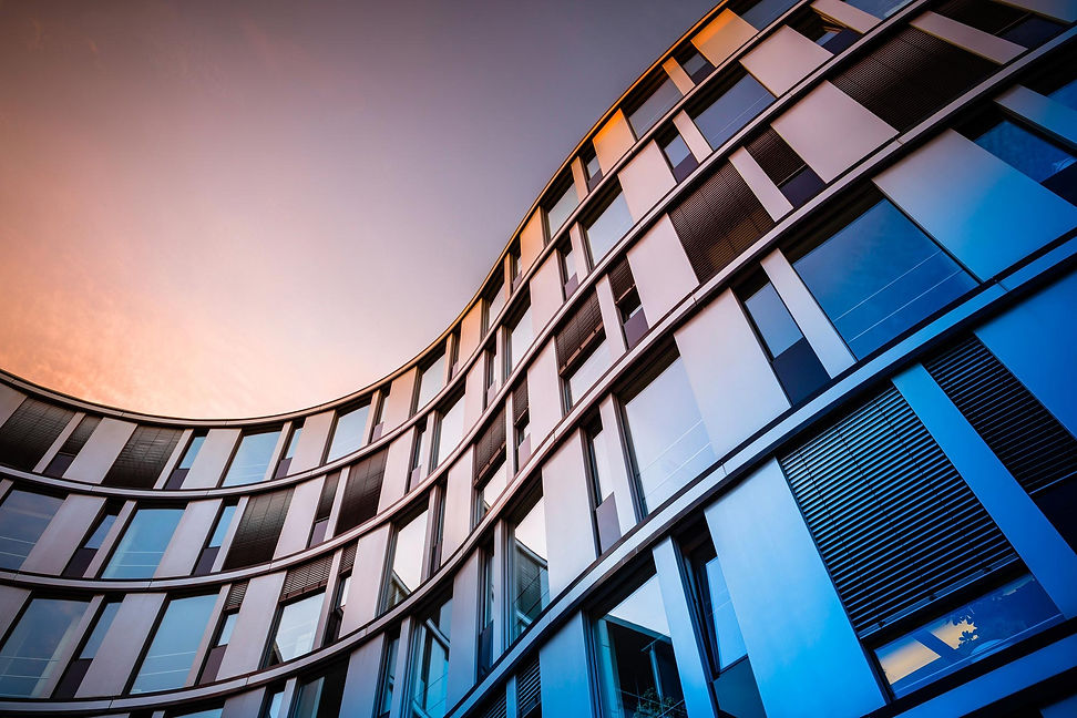 Glass facade of a modern office building
