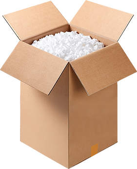 Cardboard box with packing foam