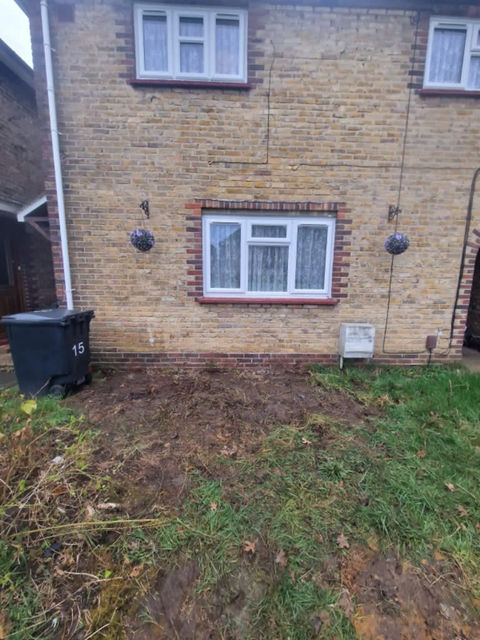 Garden lawn after being cleaned