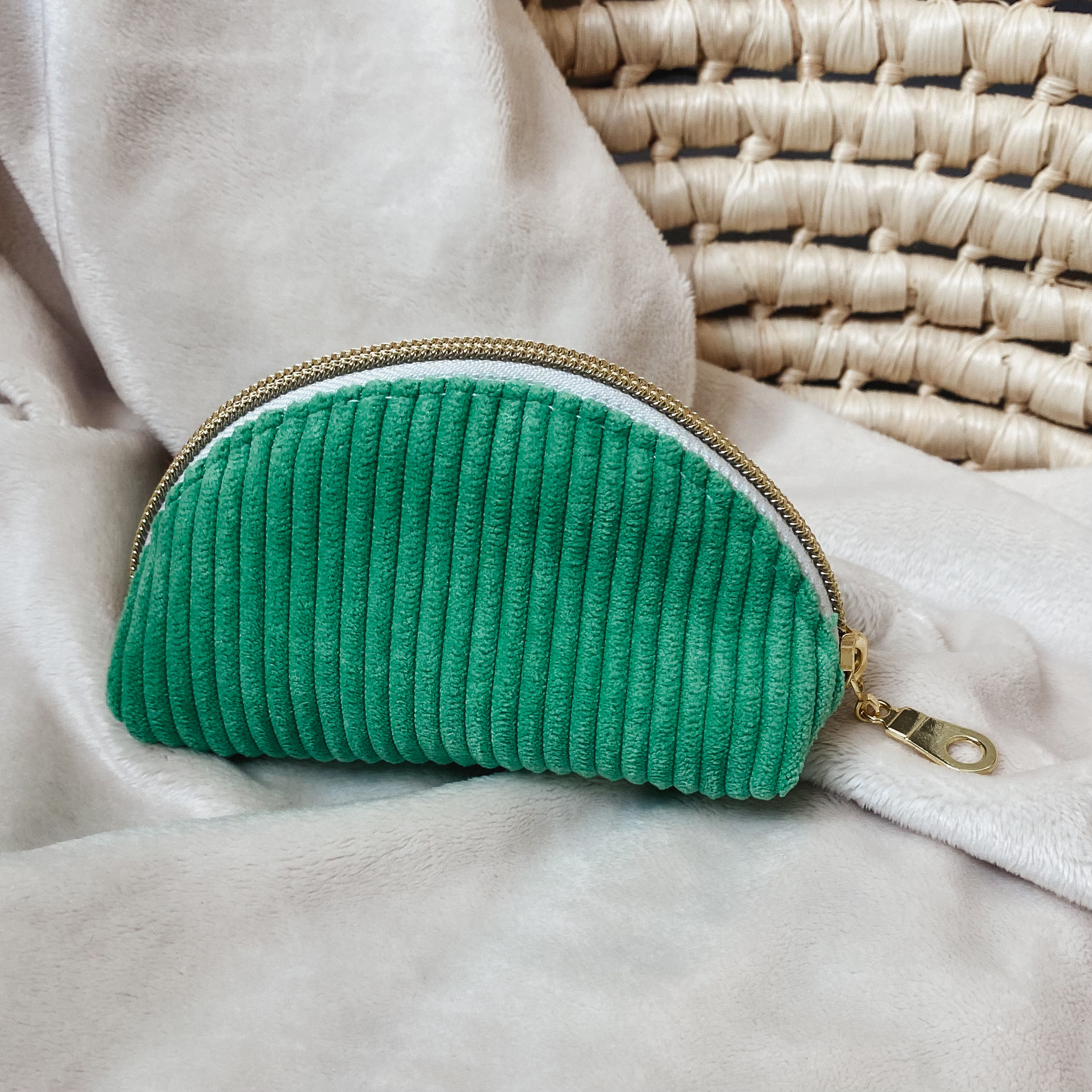 porte monnaie velours vert menthe