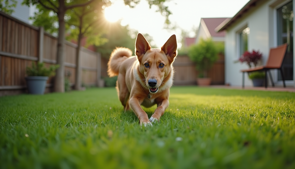 Close-up view of a person using a biodegradable bag to pick up dog waste in a yard