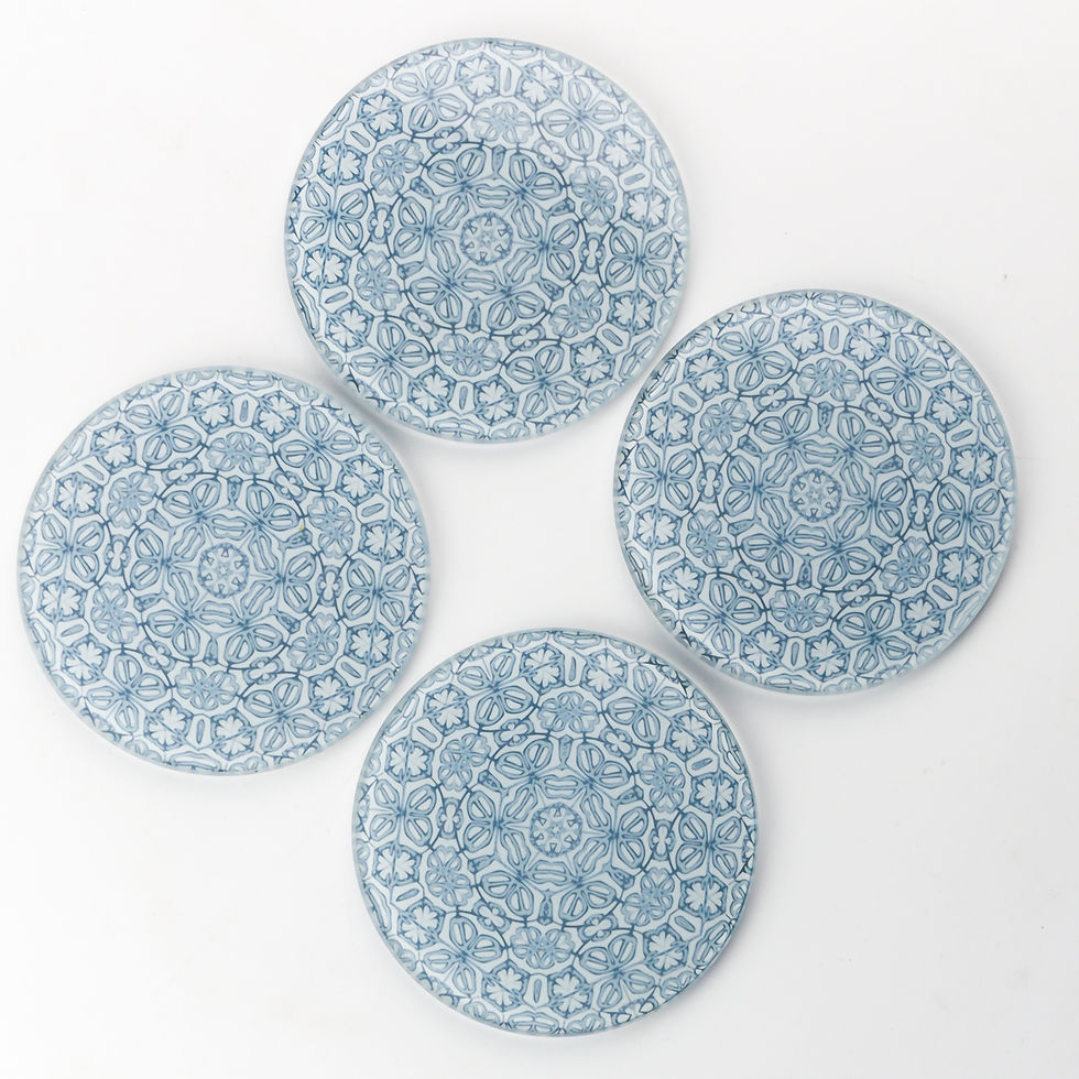 Thumbnail: Silver grey Moroccan pattern coaster set