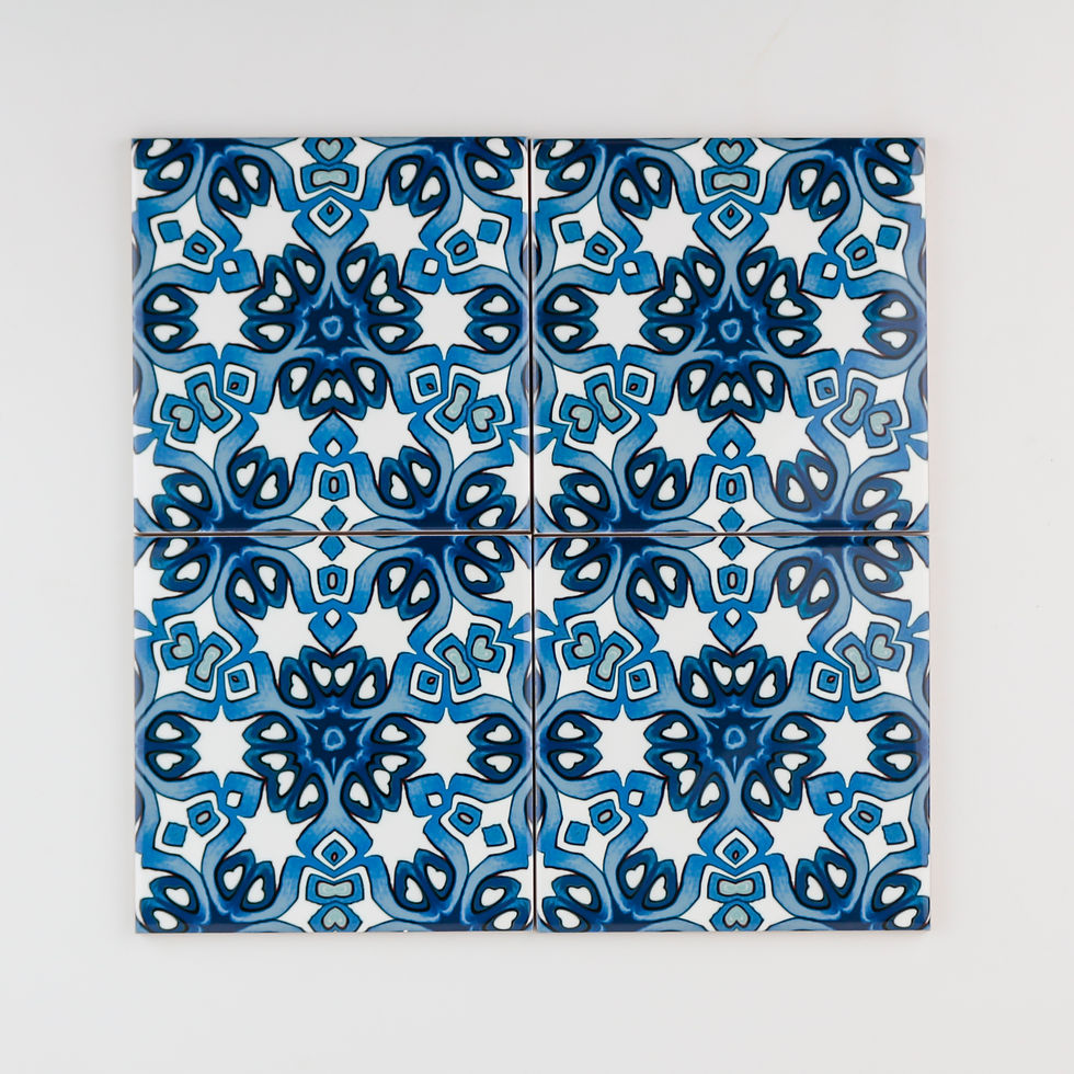 Thumbnail: Navy, grey and white Moroccan design tiles