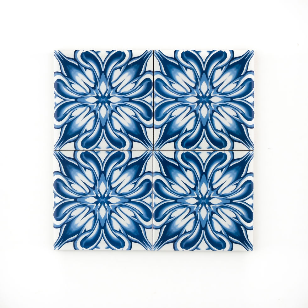 Thumbnail: Blue chrysanthemum tiles - version 2
