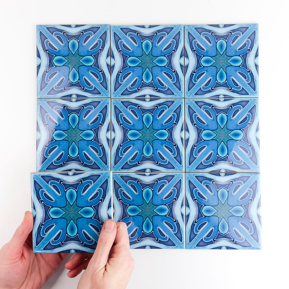 Thumbnail: Indigo blue ceramic tiles, rich blue art deco design
