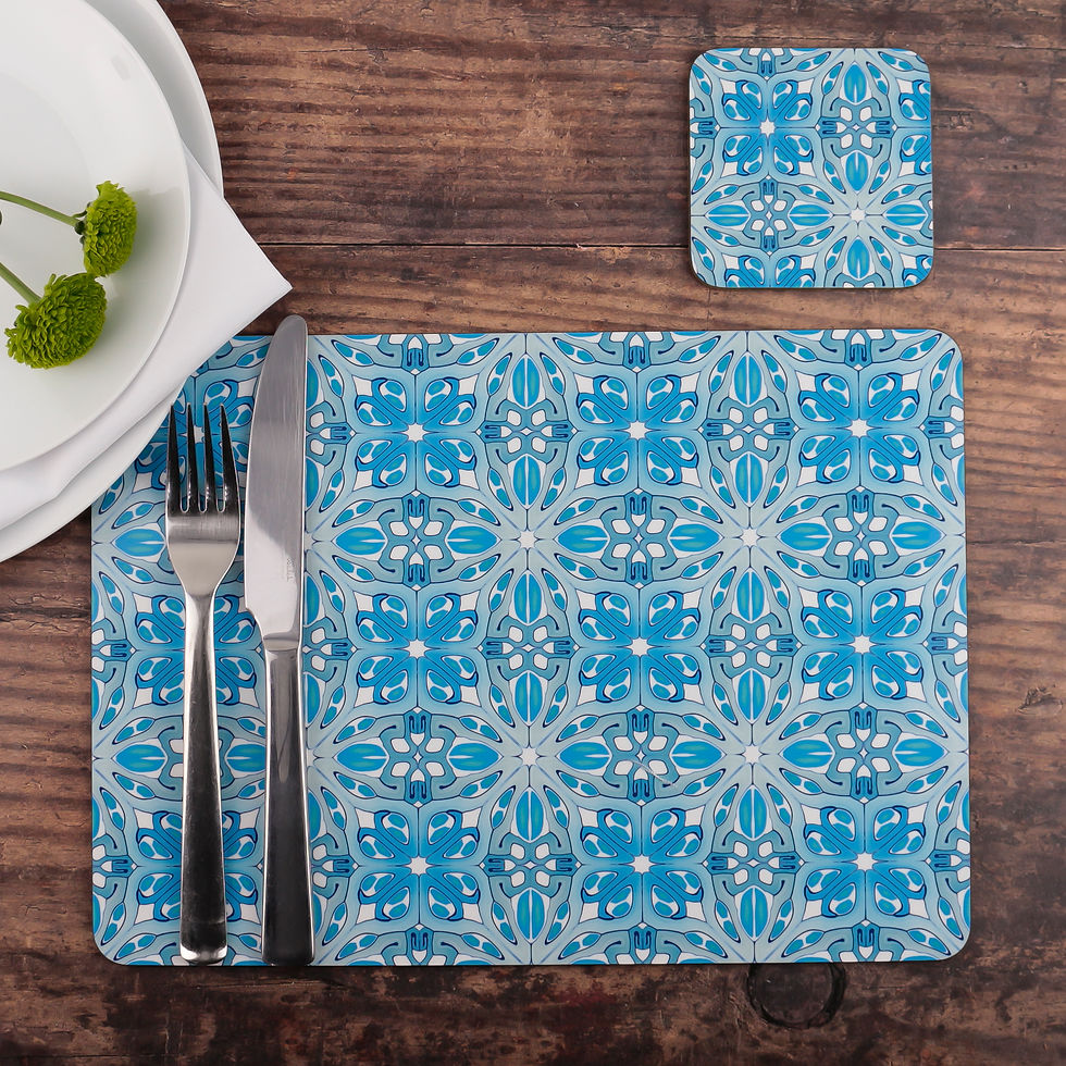 Thumbnail: Art Deco 'Suzanne' turquoise blue placemat