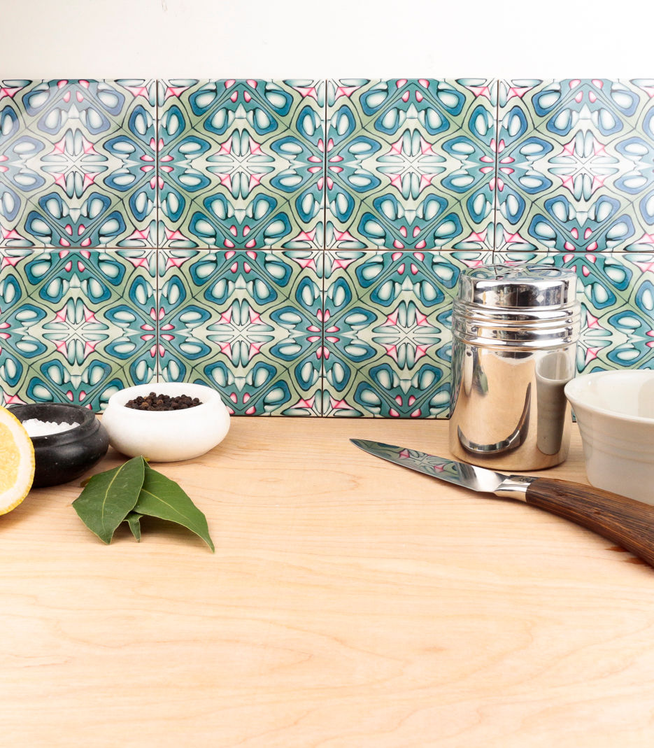 Thumbnail: Grey Green Pink millefiori tiles