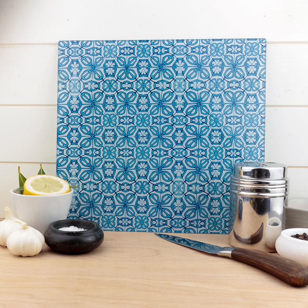 Thumbnail: Moroccan pattern blue flower chopping board