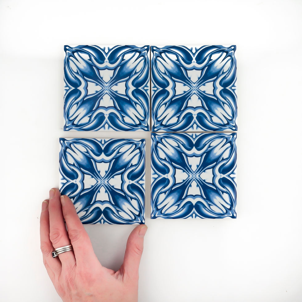 Thumbnail: Blue chrysanthemum tiles - version 1