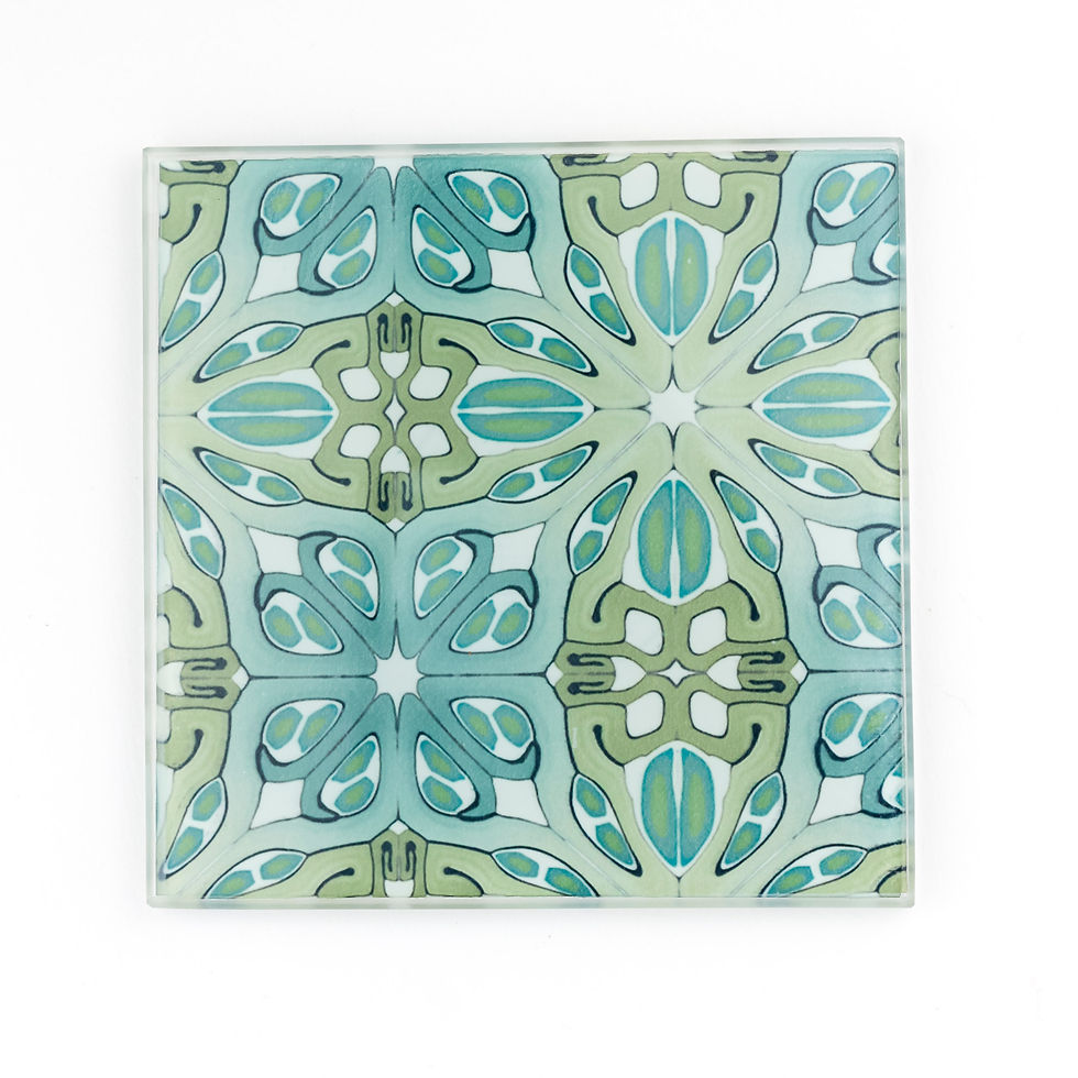 Thumbnail: Green-blue art deco coaster set