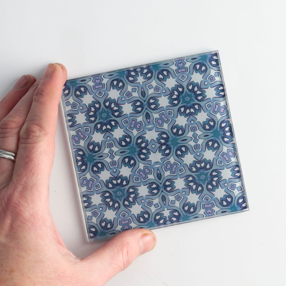 Thumbnail: Blue-grey extra large worktop saver. Intricate Moroccan Design. 28x38cm