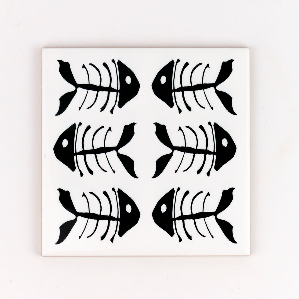 Thumbnail: Monochrome character tiles, bone fish design