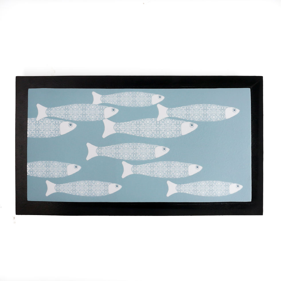 Thumbnail: Ocean Fish waterproof cat food mat - rubber and fabric, waterproof and non slip.