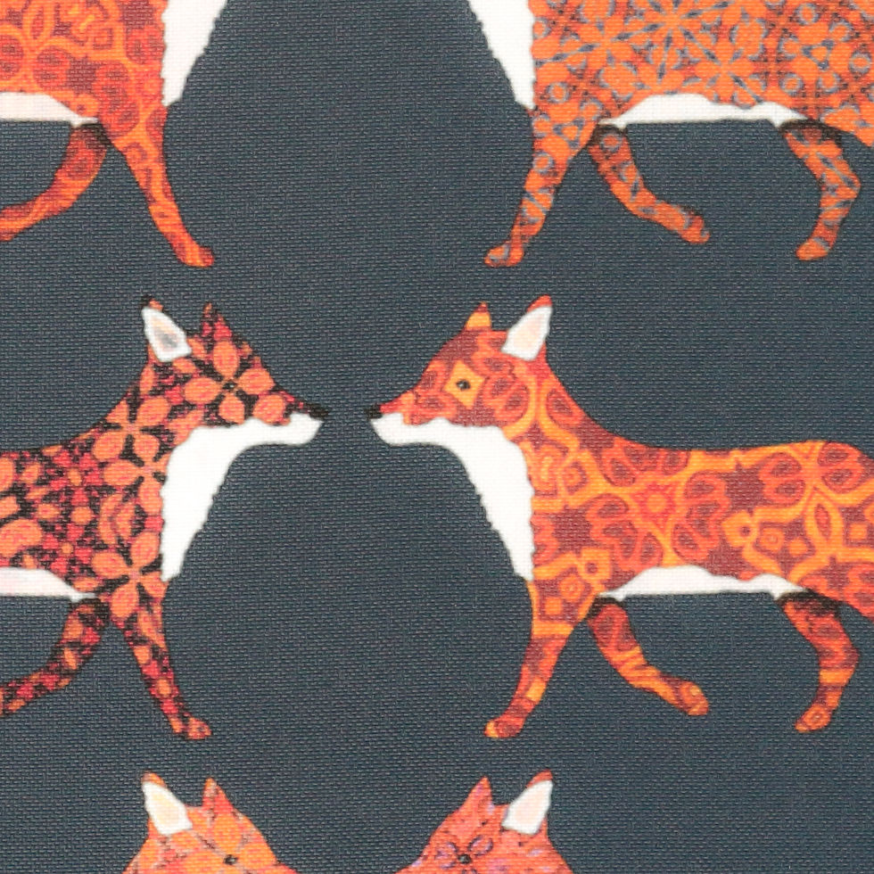 Thumbnail: Red foxes fabric placemat - extra large 45x30cm - easy care, linen-feel fabric