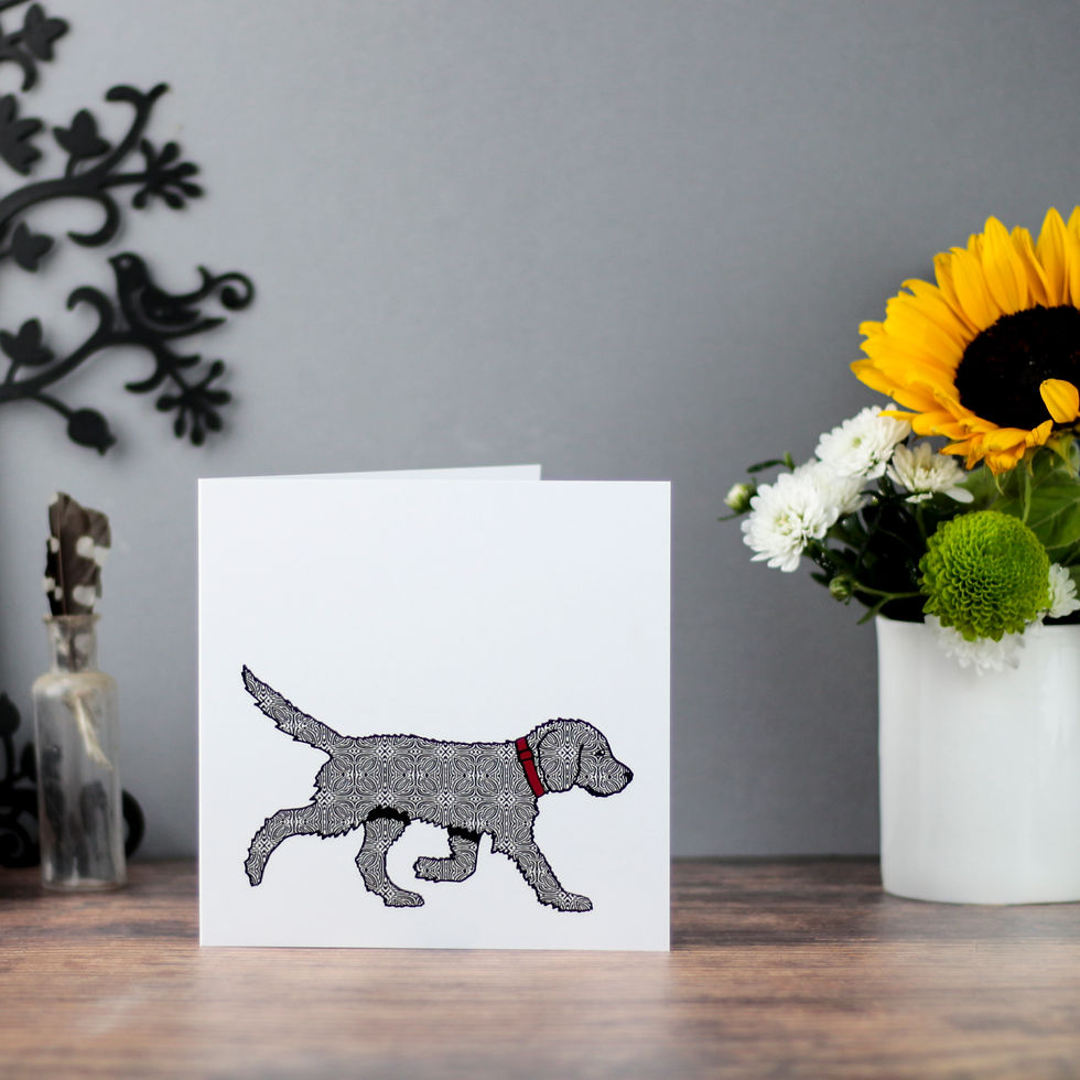 Thumbnail: Labradoodle Card - 15cm square blank birthday card