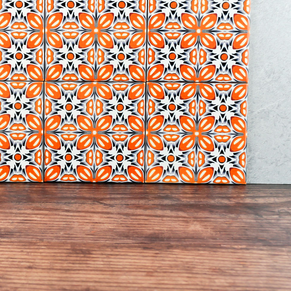 Thumbnail: Orange black "fox flower" tiles