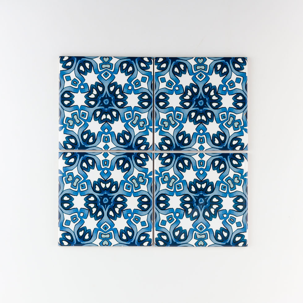 Thumbnail: Navy, grey and white Moroccan design tiles