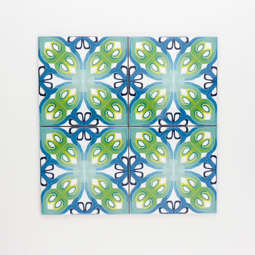 Thumbnail: Art deco blue green ceramic tile